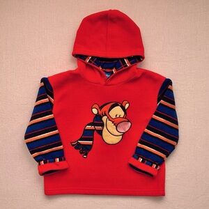 Disney Kids Tigger Winnie the Pooh Red & Blue Fleece Hoodie Sweater Jacket 4T
